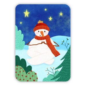 Kerstkaart Sneeuwpop