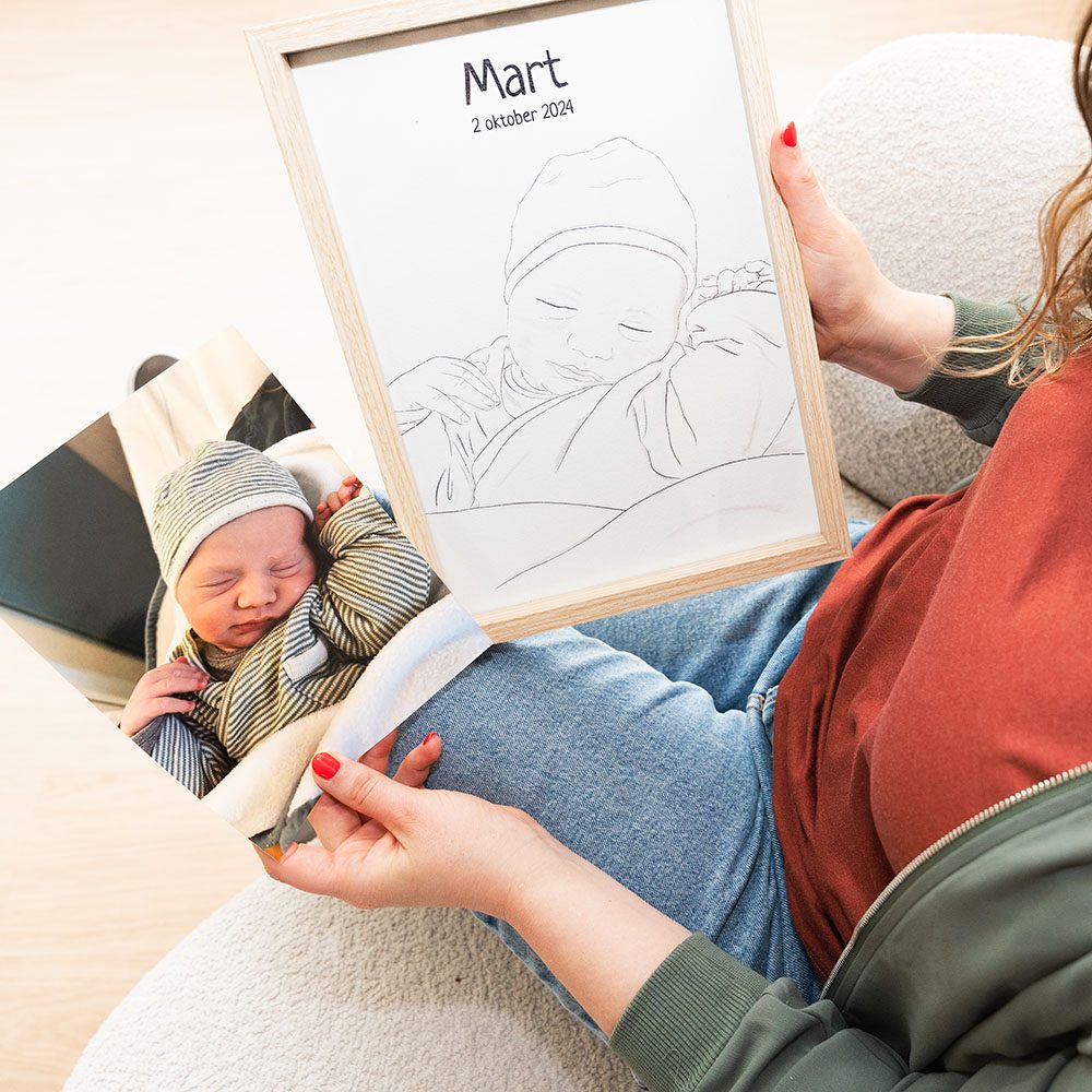 geboortetekening met echte foto